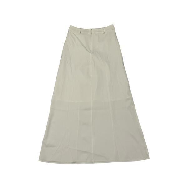 Commense Women's Small White Solid Pleated Pocketed Formal Maxi Skirt - Picture 8 of 12